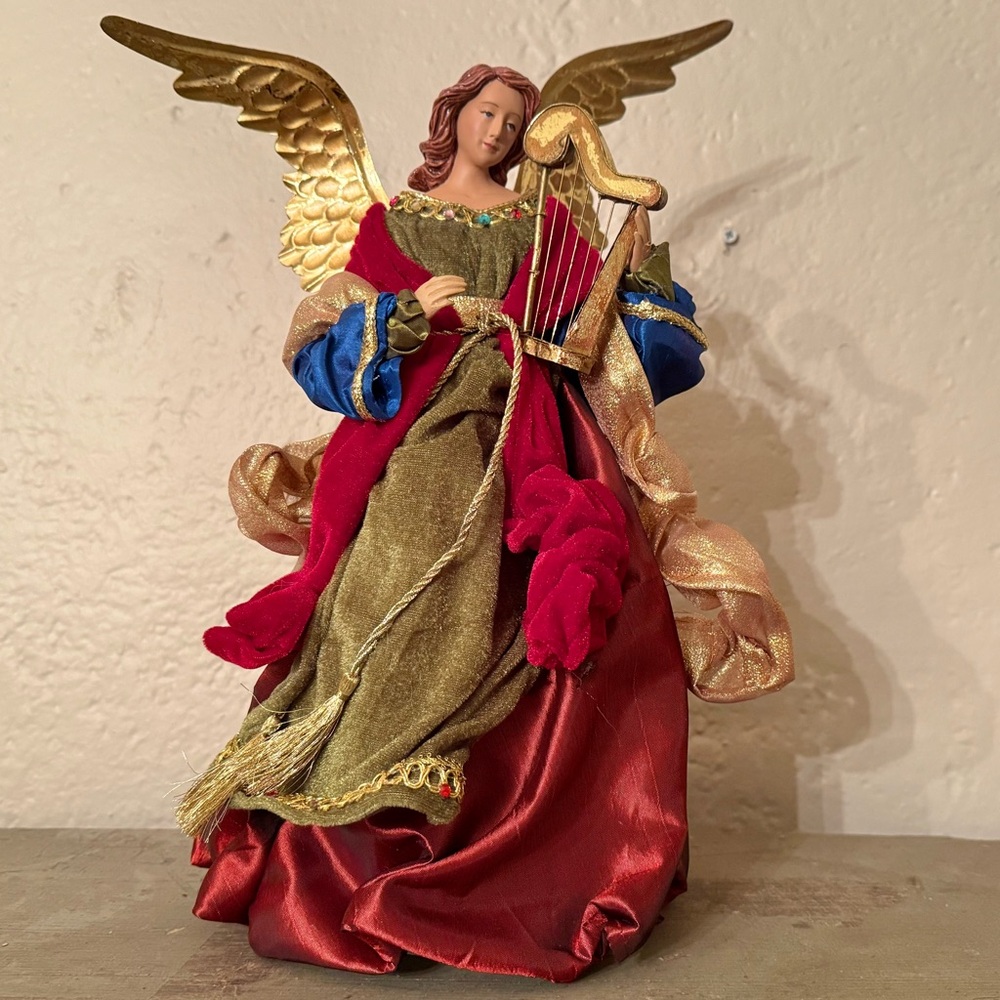 Elegant Balsam Hill Angel Tree Topper with Harp